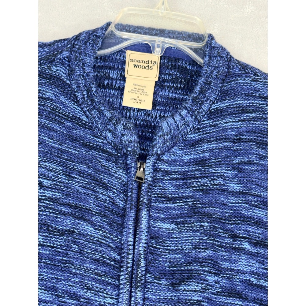 Scandia Woods Mens Small Blue Space Dye Full Zip Cardigan Sweater B06068